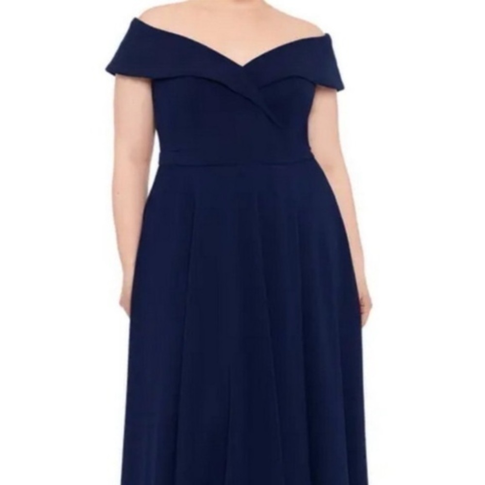 New Xscape Scuba Crepe Off The Shoulder Gown